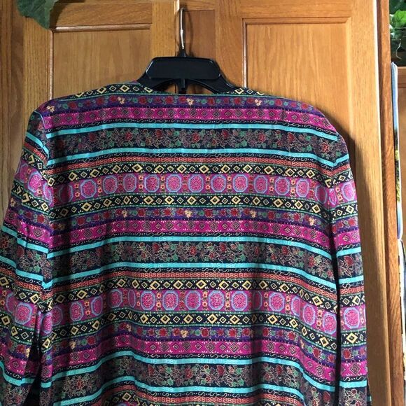 Vintage Lady Carol of NY Pink Floral & Striped Open Jacket Size 14 - Picture 7 of 13